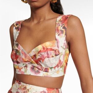 Zimmermann Wonderland Pleated Linen and Silk Bralette